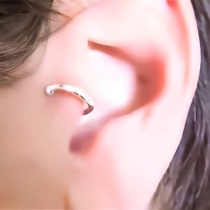925 Sterling Silver Ball End Fake Tragus Cartilage Helix Hoop Earring - Ear Cuff
